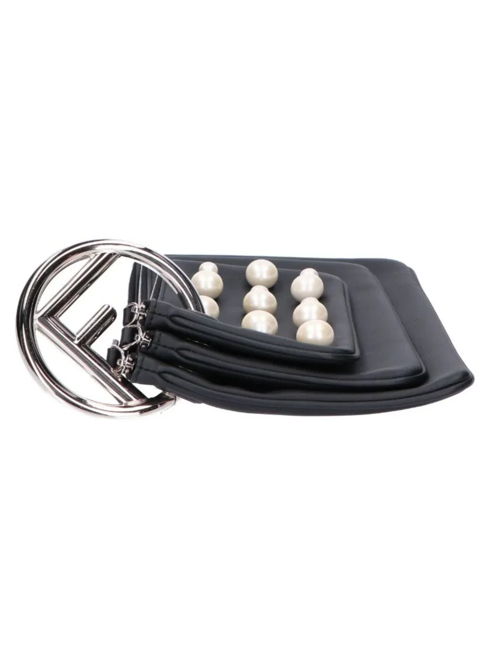 Fendi Pearl Studded Triplet Pouch Multi Clutch